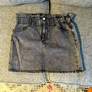 (3 for $15) Black Denim Mini Skirt - High Waisted